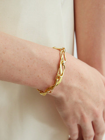 GOLD PLATED COILED FLAT SNAKE CHAIN BRACELET