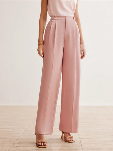 SOLID FOLD PLEATED SUIT PANTS