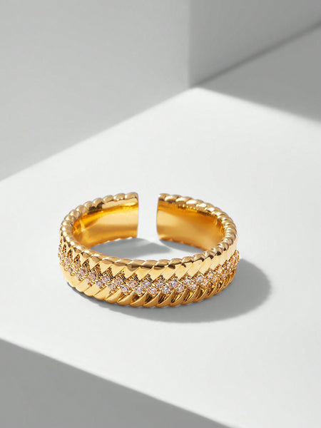 GOLD-PLATED MICRO-INLAID CUBIC ZIRCONIA RING
