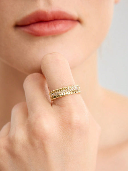 GOLD-PLATED MICRO-INLAID CUBIC ZIRCONIA RING