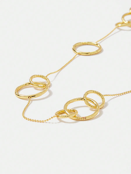 GOLD-PLATED HOLLOW OUT CIRCLE LONG CHAIN NECKLACE
