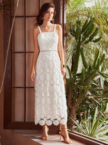 SOLID GUIPURE LACE SLIP DRESS