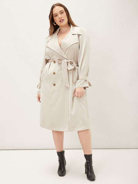 PLUS DOUBLE BREASTED BELTED TRENCH COAT