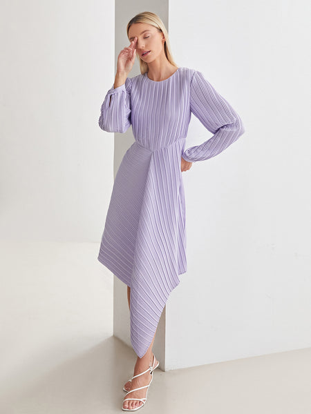 PLEATED ASYMMETRICAL DRESS WITHOUT BELT