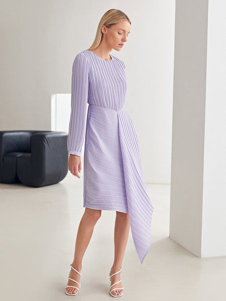 PLEATED ASYMMETRICAL DRESS WITHOUT BELT