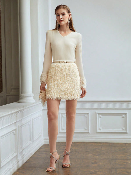 TEXTURED MINI SKIRT WITHOUT BELT