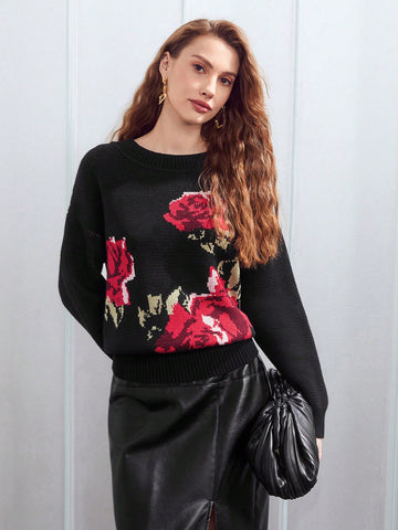 FLORAL KNIT SWEATER