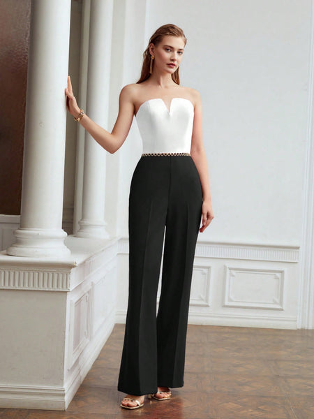 Two Tone Tube Jumpsuit