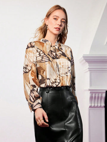 SHEER BUTTERFLY PRINT BLOUSE