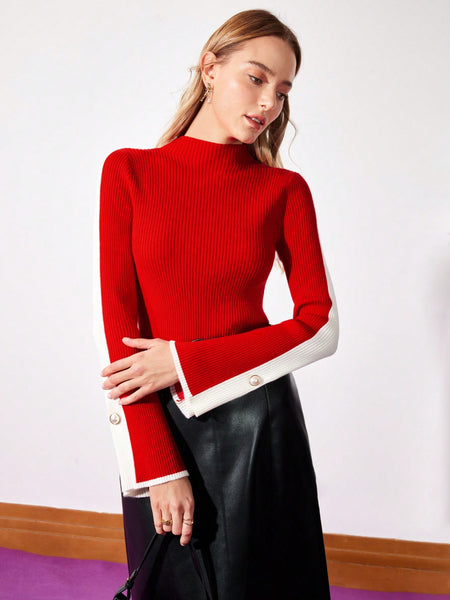 TWO-TONE WOOL-BLEND SWEATER