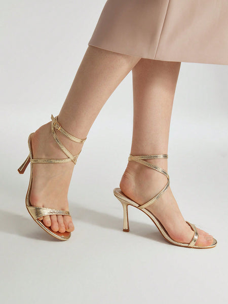 ANKLE STRAP OPEN TOE HIGH HEEL SANDALS