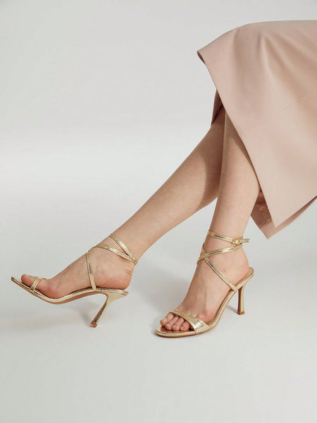 ANKLE STRAP OPEN TOE HIGH HEEL SANDALS