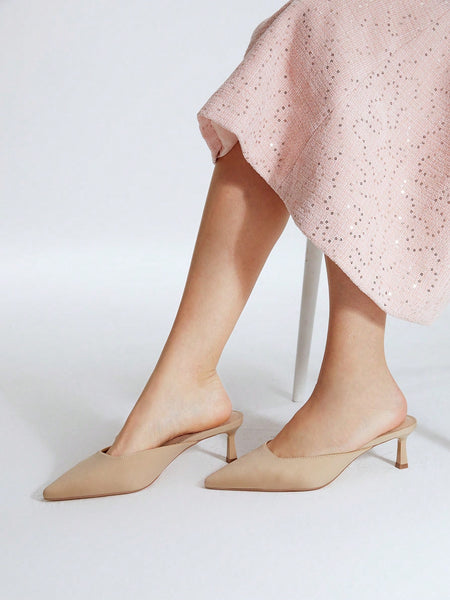 SOLID COLOR POINTED TOE MULES