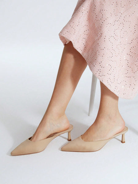 SOLID COLOR POINTED TOE MULES