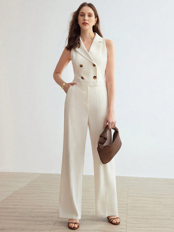 STRUCTURED DOUBLE BREASTED PRESS CREASE JUMPSUIT