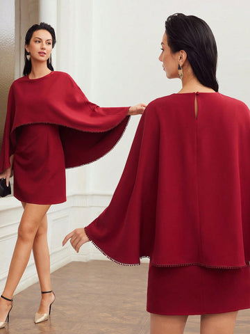 FITTED CAPE DESIGN DRESS