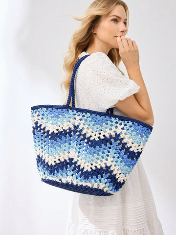 CROCHET BAG WITH SAWTOOTH PATTERN AND HOLLOW OUT DESIGN