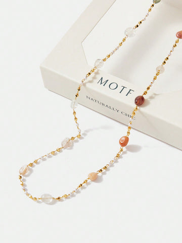 18K GOLD PLATED NECKLACE WITH NATURAL STONE BEADS