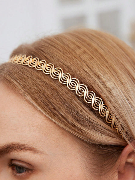1PC WOMEN'S ELEGANT METAL/METALLIC CHAIN HAIRBAND WITH CLASP, SUITABLE FOR WEDDING, VACATION