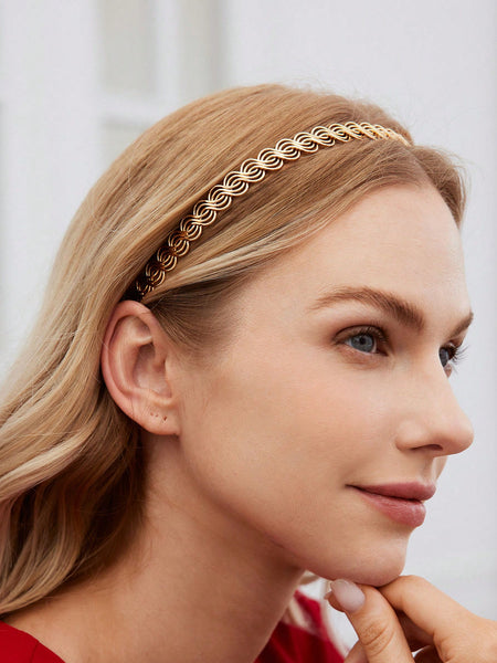 1PC WOMEN'S ELEGANT METAL/METALLIC CHAIN HAIRBAND WITH CLASP, SUITABLE FOR WEDDING, VACATION