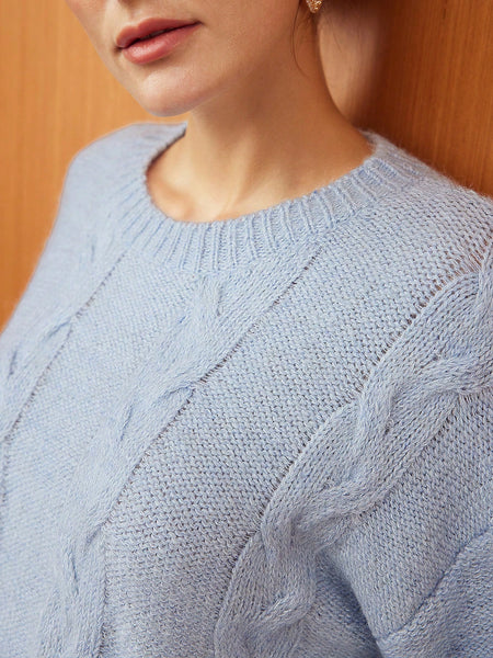 MOHAIR WOOL-BLEND CABLE KNIT SWEATER
